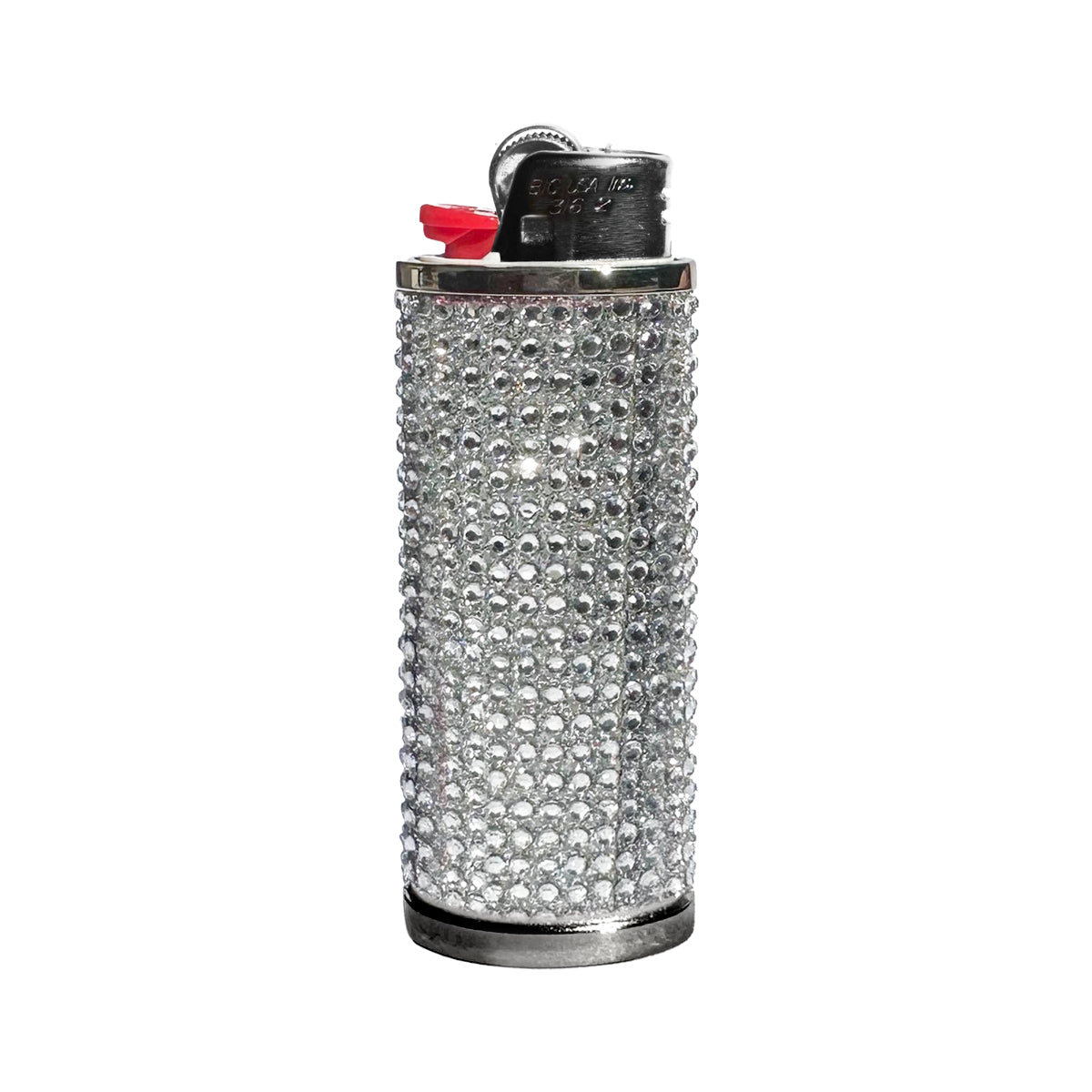 Silver Rhinestone Bic Lighter Case