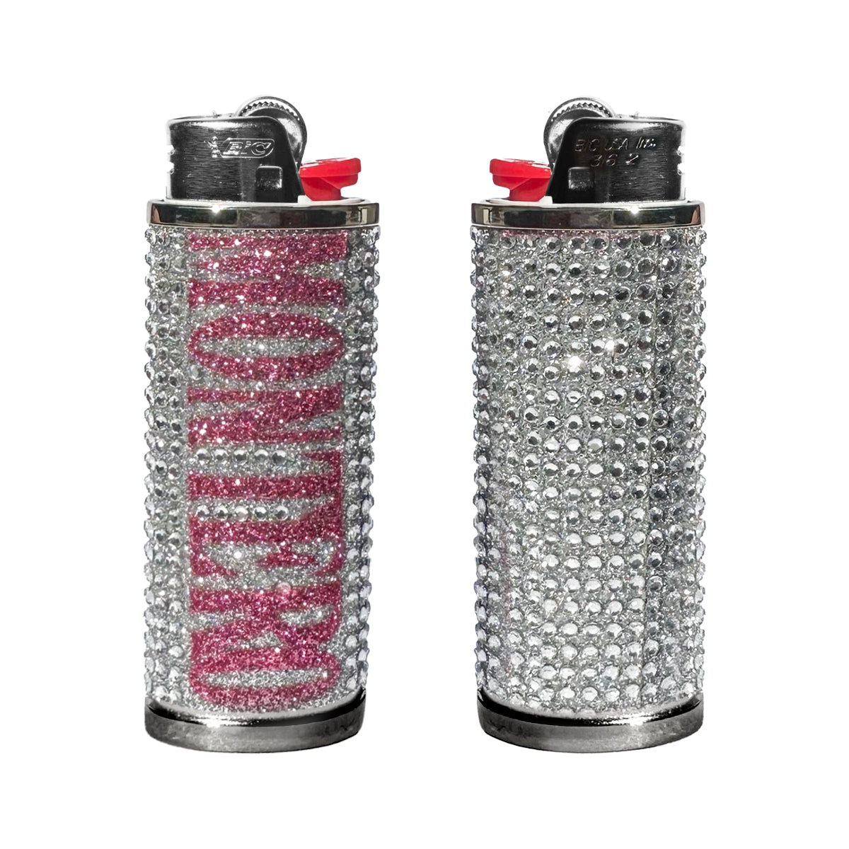 Silver Rhinestone Bic Lighter Case